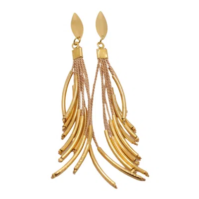 Nart Nature Making Art Women's Gold The Rain Buriti Natural Fiber Earrings