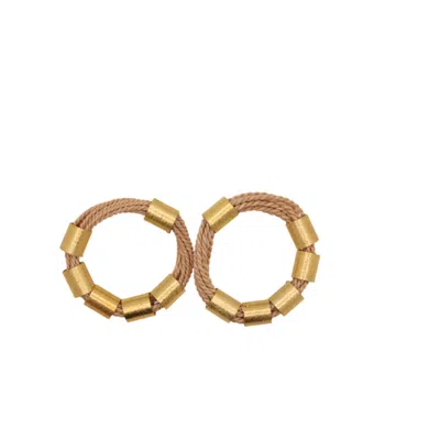 Nart Nature Making Art Women's Gold The Rings Buriti Natural Fiber Earrings