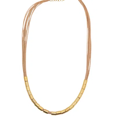 Nart Nature Making Art Women's Gold The Rings Buriti Natural Fiber Necklace