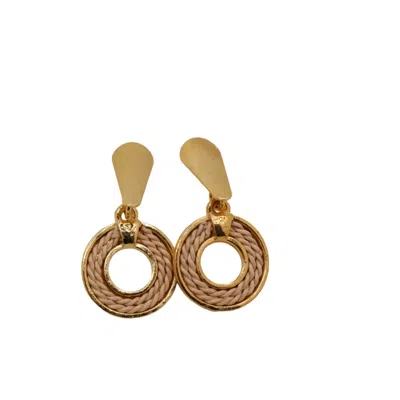 Nart Nature Making Art Women's Gold The Single Round Buriti Natural Fiber Earrings