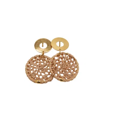 Nart Nature Making Art Women's Gold The Small Dreamcatcher Buriti Natural Fiber Earrings
