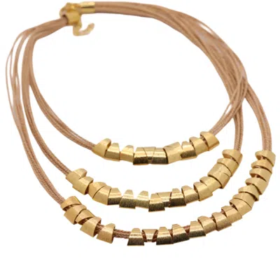 Nart Nature Making Art Women's Gold The Stones Layers Buriti Natural Fiber Necklace