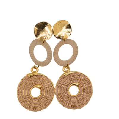 Nart Nature Making Art Women's Gold The Triple Round Buriti Natural Fiber Earrings