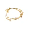 Nart Nature Making Art Women's Gold / White The Beads Layers Buriti Natural Fiber And Mother Of Pearl Bracelet