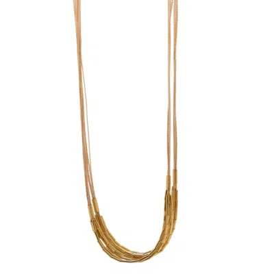 Nart Nature Making Art Women's Neutrals / Gold The Double Buriti Natural Fiber Necklace