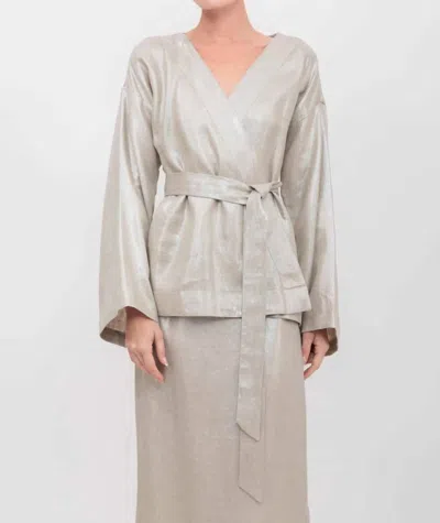Nary Kimono Wrap Top In Champagne In White