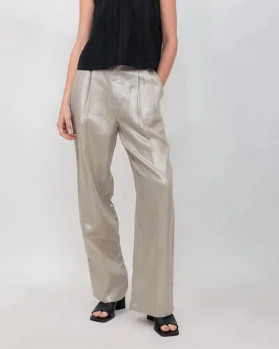 Nary Pleated High Waist Trouser In Champagne In White
