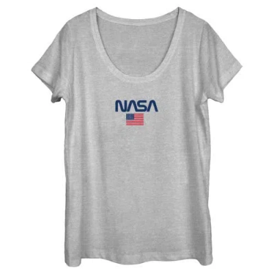 Nasa Americana Logo Flag Graphic T-shirt In Gray