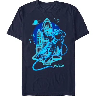 Nasa Astronaut Victory Sign  Graphic T-shirt In Blue