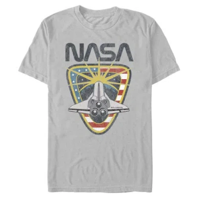 Nasa Atlantis Spaceship Logo  Graphic T-shirt In Gray