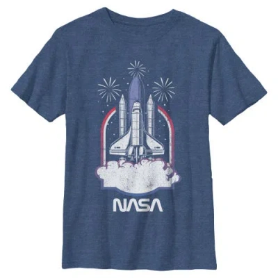 Nasa Kids' Boy's  Distressed Space Shuttle Launch Graphic T-shirt In Blue