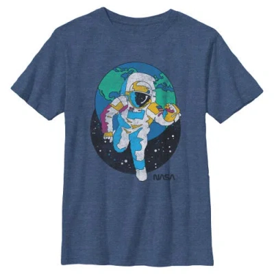 Nasa Kids' Boy's  Retro Astronaut Graphic T-shirt In Blue