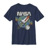 Nasa Boy's  Retro Rocket Launch  Graphic T-shirt In Blue