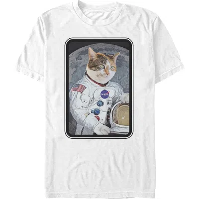 Nasa Catstronaut Moon Portrait Graphic T-shirt In White