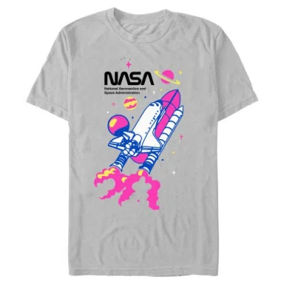 Nasa Colorful Rocket Logo Graphic T-shirt In Gray