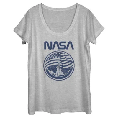 Nasa Distressed American Flag Graphic T-shirt In Gray