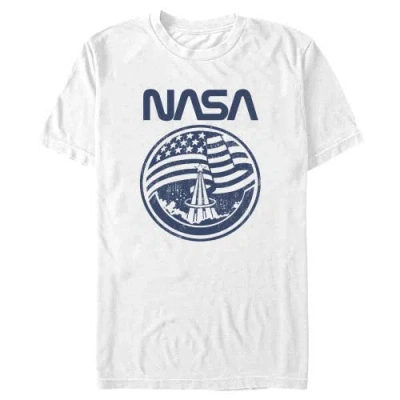 Nasa Distressed American Flag  Graphic T-shirt In White