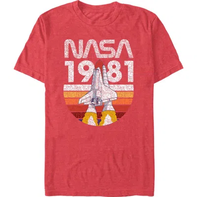 Nasa Distressed Logo Sunset Graphic T-shirt In Red