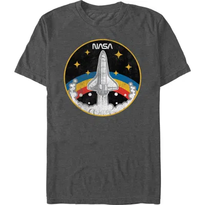 Nasa Distressed Rainbow Badge Graphic T-shirt In Gray