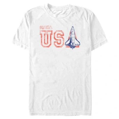 Nasa Distressed Us Rocket Graphic T-shirt In White