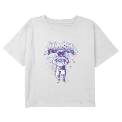 Nasa Kids' Girl's  Floral Astronaut Drawing Graphic T-shirt In Multi