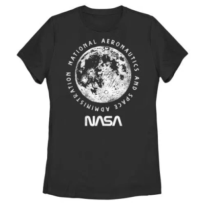 Nasa Junior's  Big Moon Distressed Graphic T-shirt In Black