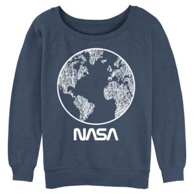 Nasa Junior's  Sketchy World Logo Sweatshirt In Blue