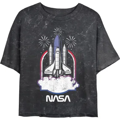Nasa Juniors  Distressed Space Shuttle Launch T Shirt In Black