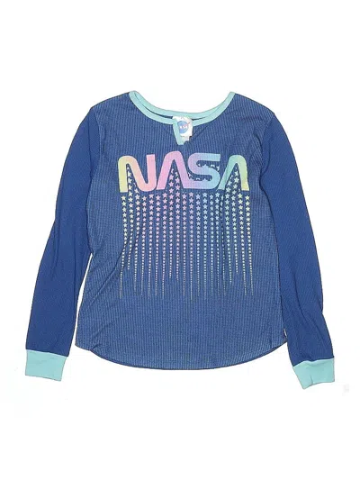 Pre-owned Nasa Kids' Long Sleeve Henley Shirt In Blue