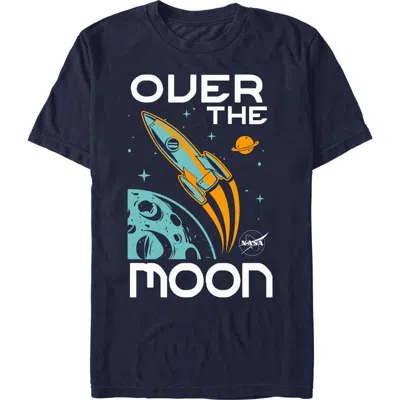 Nasa Over The Moon Spaceship  Graphic T-shirt In Blue