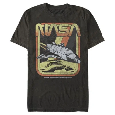 Nasa Retro Rocket Poster  Graphic T-shirt In Black