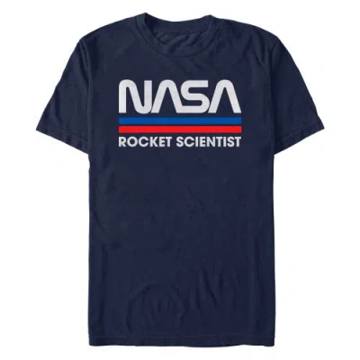 Nasa Rocket Scientist Vintage Striped Logo  Graphic T-shirt In Blue