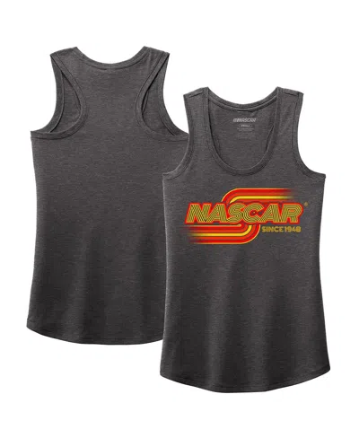 Nascar Women's Heather Charcoal Name Number Racer Back Tri-blend Tank Top In Gray