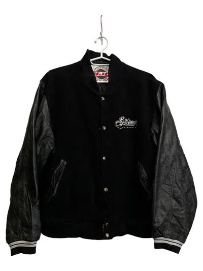 Pre-owned Nascar X Racing 90's Vintage Hjc Racing Jacket Sullivans Team Leather Bomber In Black