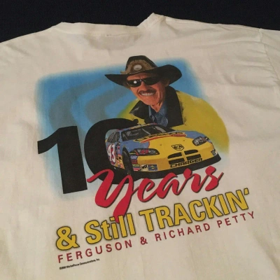 Pre-owned Nascar X Racing Vintage 2000s Richard Petty Nasacr 10 Year Anniversary Tee In White