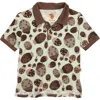 Naseberry Ladybug Print Organic Cotton Polo In Brown/beige/green