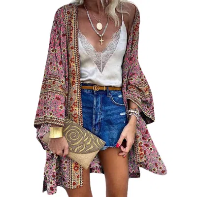 Nash Grey Bohemian Babe Print Kimono In Pink