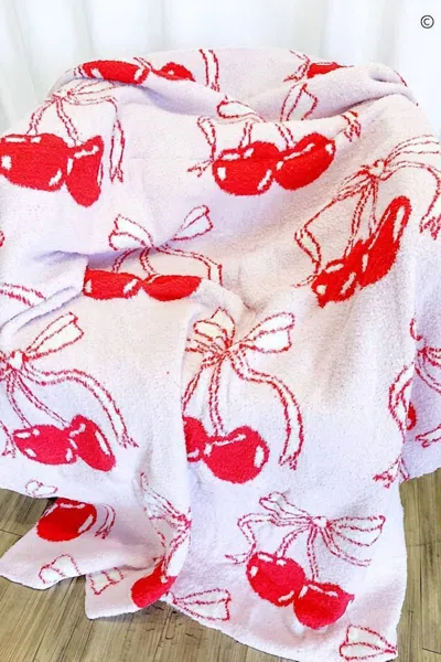 Nash Grey Cherries Luxury Blanket In White/red