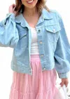 Nash Grey Mandie Bow Print Denim Jacket In Blue In Blue