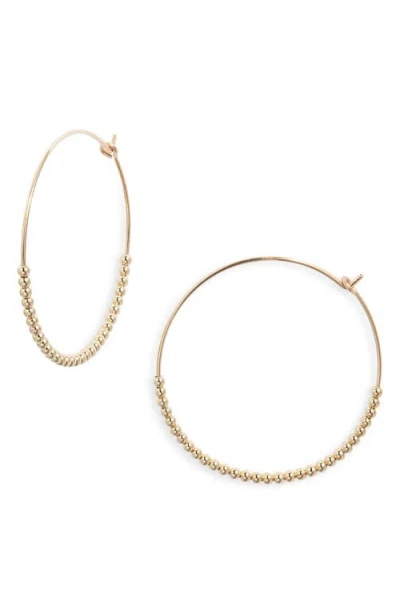Nashelle Classic Beaded Hoop Earrings In Gold Fill