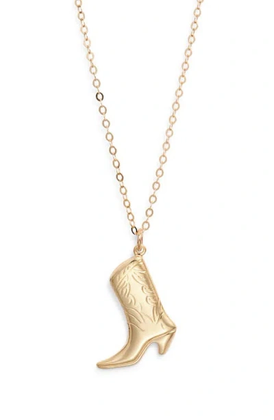 Nashelle Cowgirl Boot Pendant Necklace In Gold