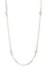 Nashelle Cultured Freshwater Pearl Station Necklace In Yellow Gold Fill