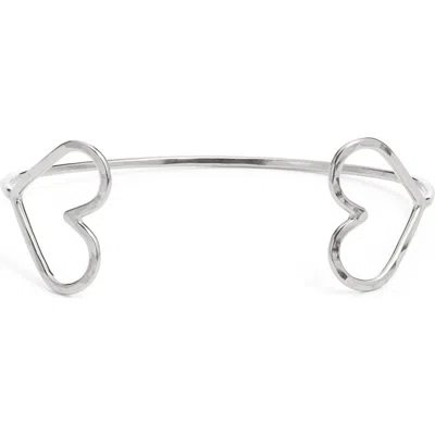 Nashelle Double Heart Ear Cuff In Sterling Silver