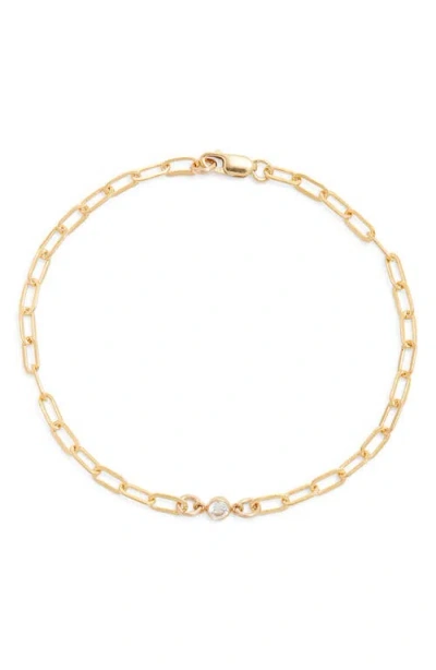 Nashelle Everly Cubic Zirconia Paperclip Bracelet In Gold Fill