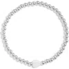 Nashelle Heart & Bead Stretch Bracelet In Sterling Silver