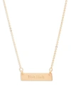 Nashelle Mama Bar Pendant Necklace In Yellow Gold Fill
