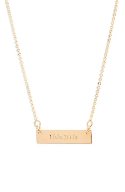 Nashelle Mama Bar Pendant Necklace In Yellow Gold Fill