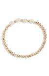 Nashelle Mama Beaded Stretch Bracelet In Gold Fill And Mother Of Pearl