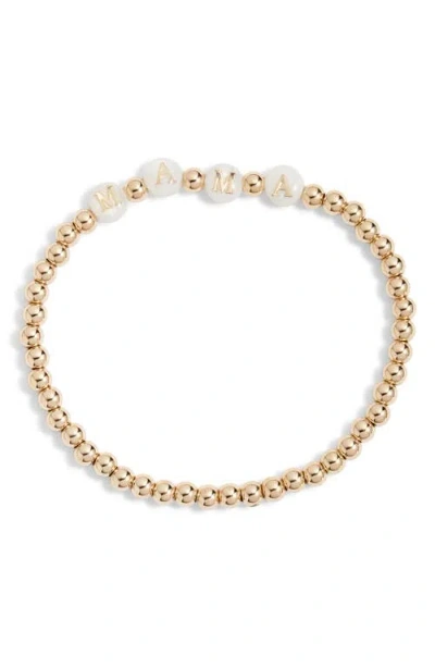 Nashelle Mama Beaded Stretch Bracelet In Gold Fill And Mother Of Pearl