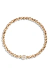 Nashelle Mother Of Pearl Initial Beaded Bracelet In Gold Fill C